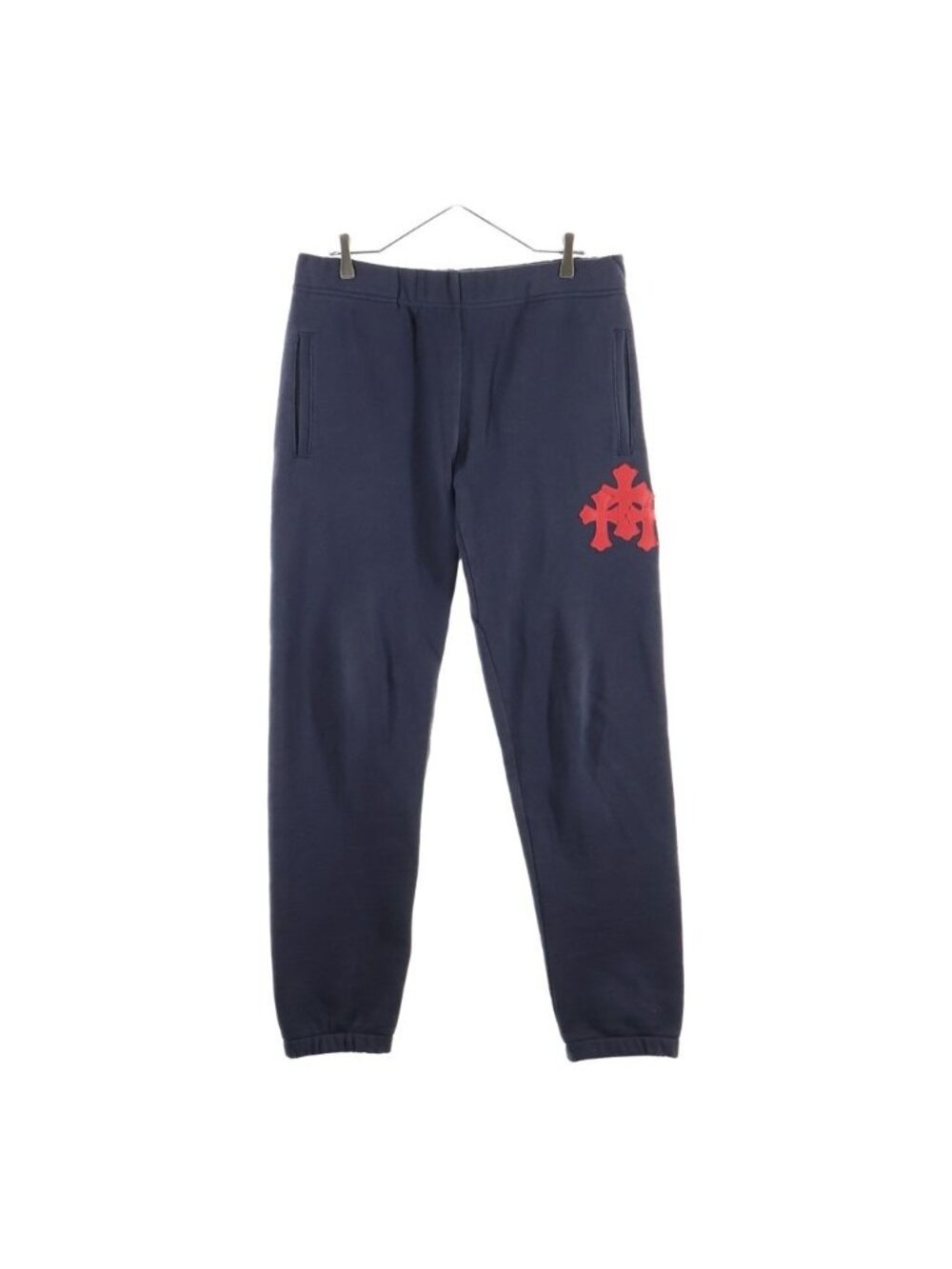Chrome Hearts Not Gyn Paper Jam Cross Leather Patch Sweatpants Black Red Pants